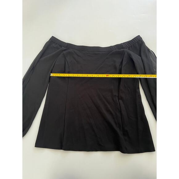 H by Halston Black Off Shoulder Blouse Womens 14 Career Office Preppy - Picture 5 of 16